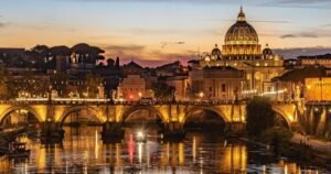 panorama noturno da cidade de Roma