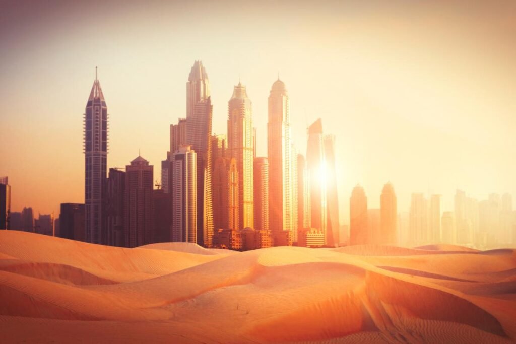a cidade de Dubai em meio ao clima árido
