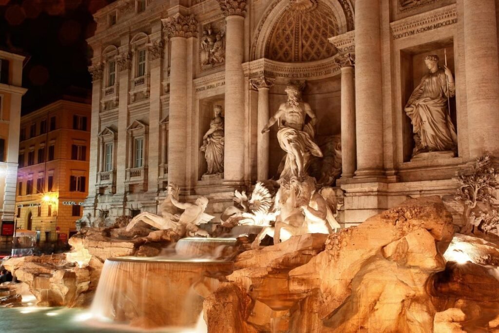 a estrutura barroca da Fontana di Trevi