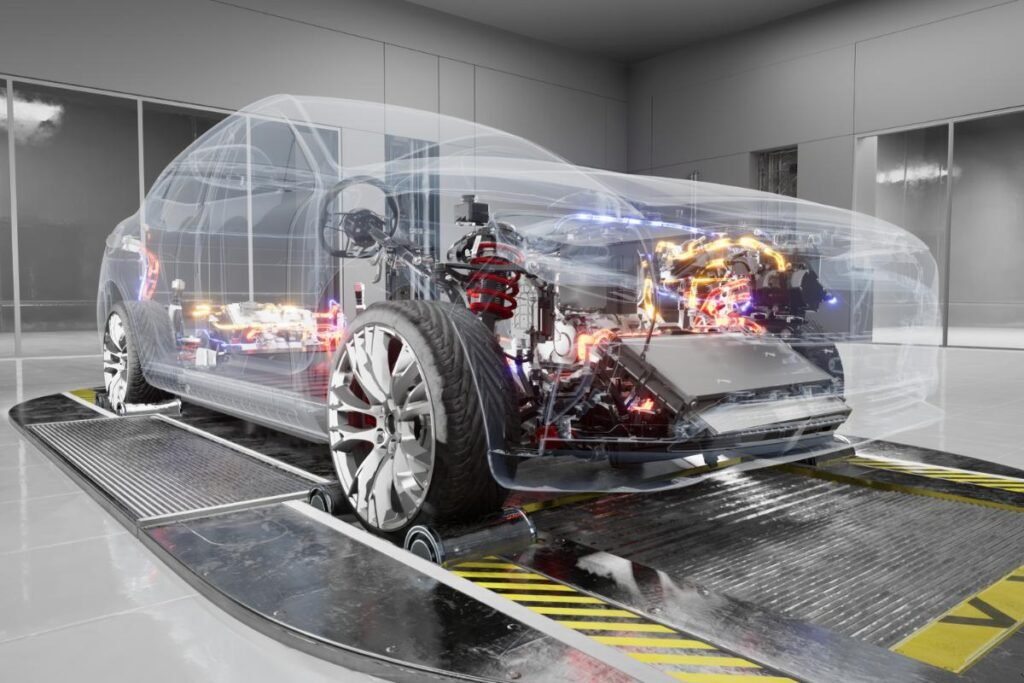 posição das peças dentro um carro elétrico
