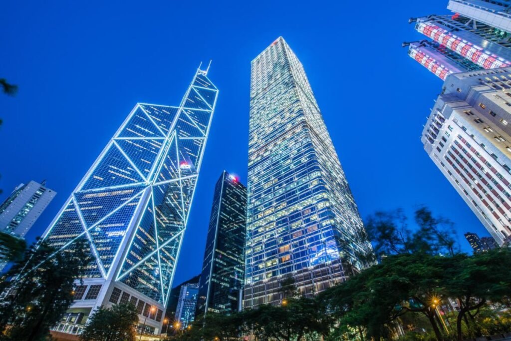 a torre do Banco da China, localizado em Hong Kong