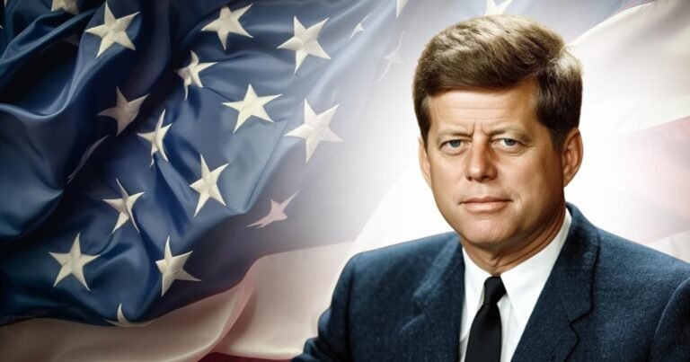 John Kennedy e a bandeira americana