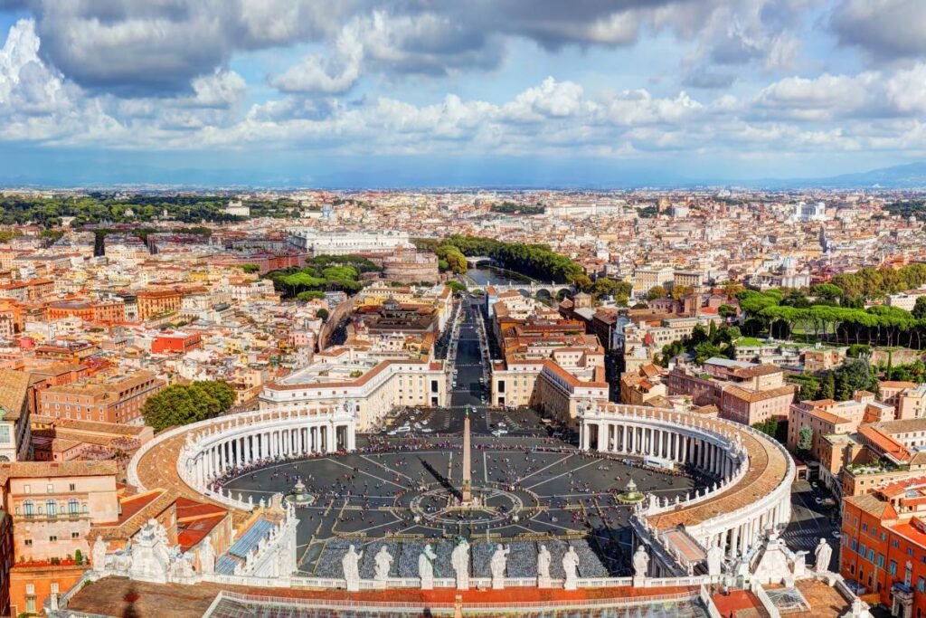 vista aérea da Praça São Pedro, no vaticano