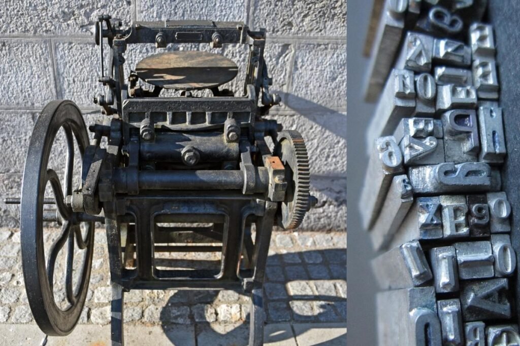 prensa de tipos móveis de Gutenberg, símbolo revolucionário da impressão