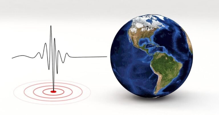 representação do sismógrafo e epicentro de um terremoto