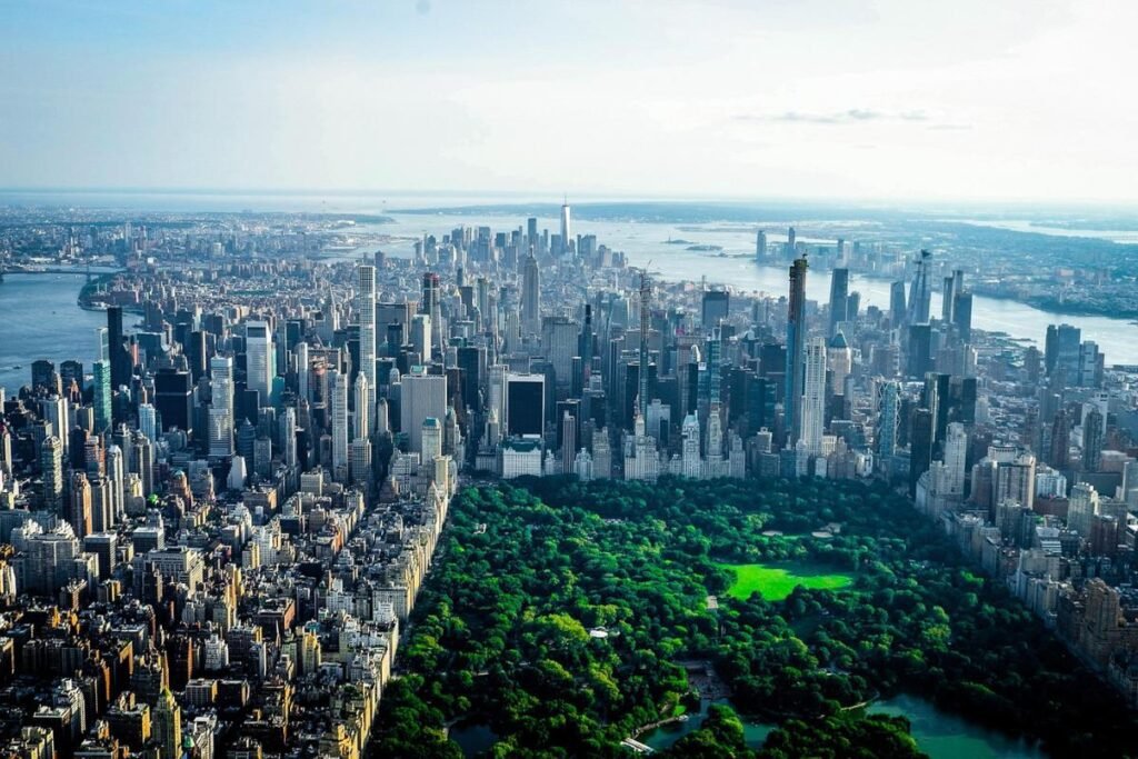 vista aérea do Central Park em Nova Iorque, um grande parque urbano