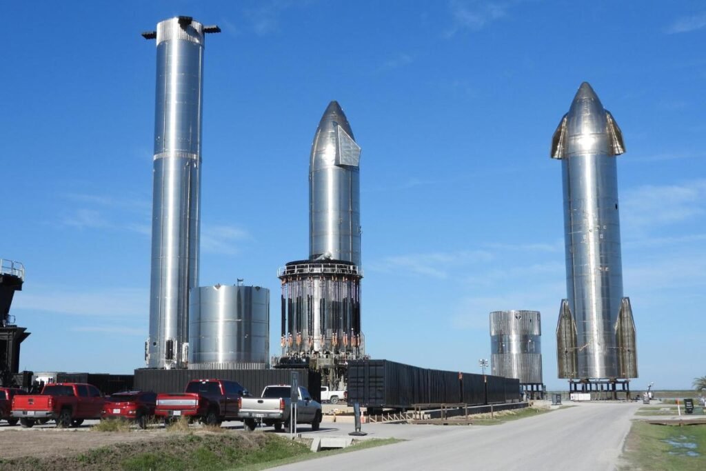 foguete Starship, em seu local de lançamento no Texas