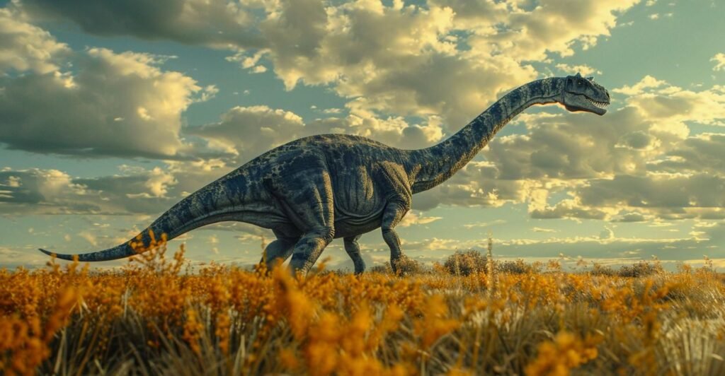 imenso dinossauro na natureza