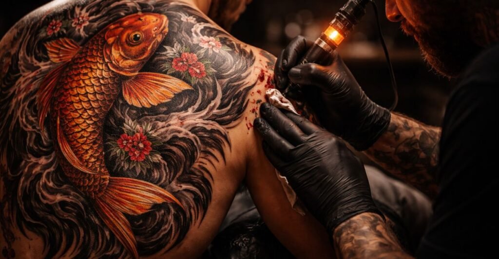 Significado da Tatuagem de Carpa: Entenda o Símbolo 2 tatuagem de carpa nas costas