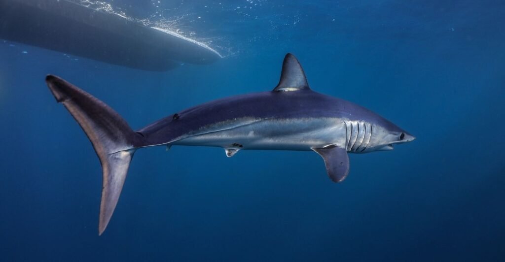 tubarão-mako no oceano