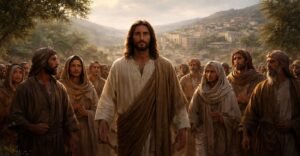 um grupo de pessoas próximas a Jesus