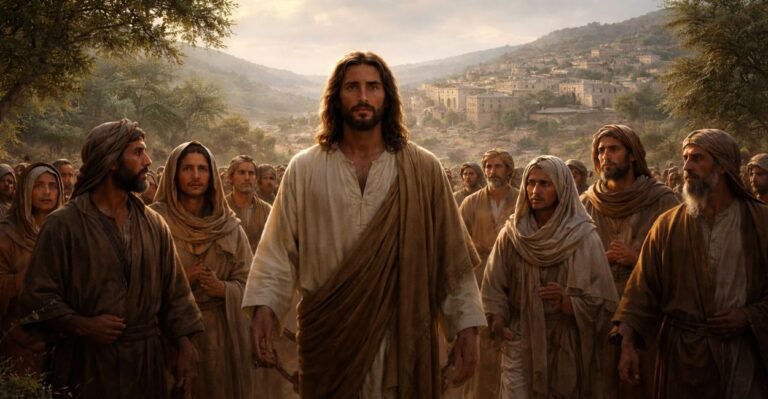 um grupo de pessoas próximas a Jesus